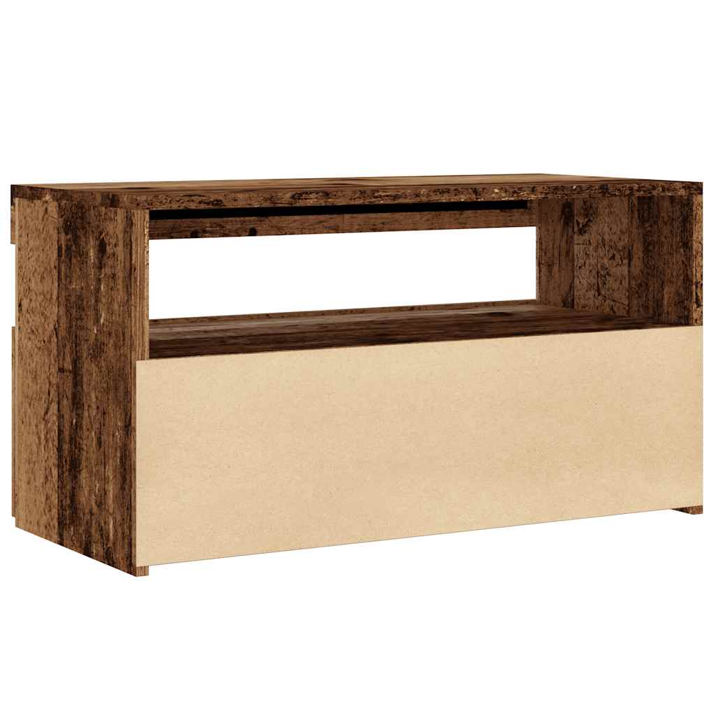 Dulap TV cu lumini LED lemn vechi 75x35x40 cm lemn prelucrat GartenMobel Dekor