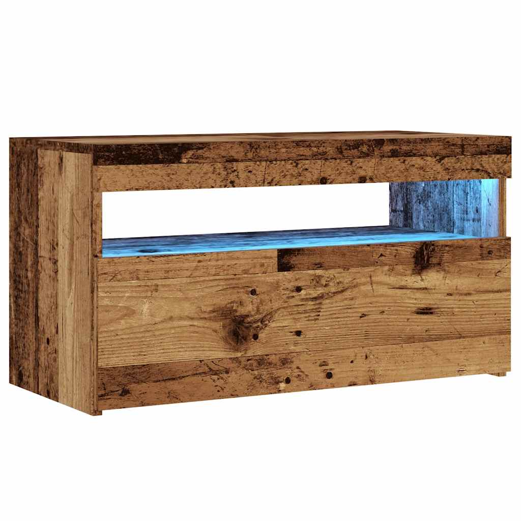 Dulapuri TV cu lumini LED, 2 buc., lemn vechi, lemn prelucrat GartenMobel Dekor