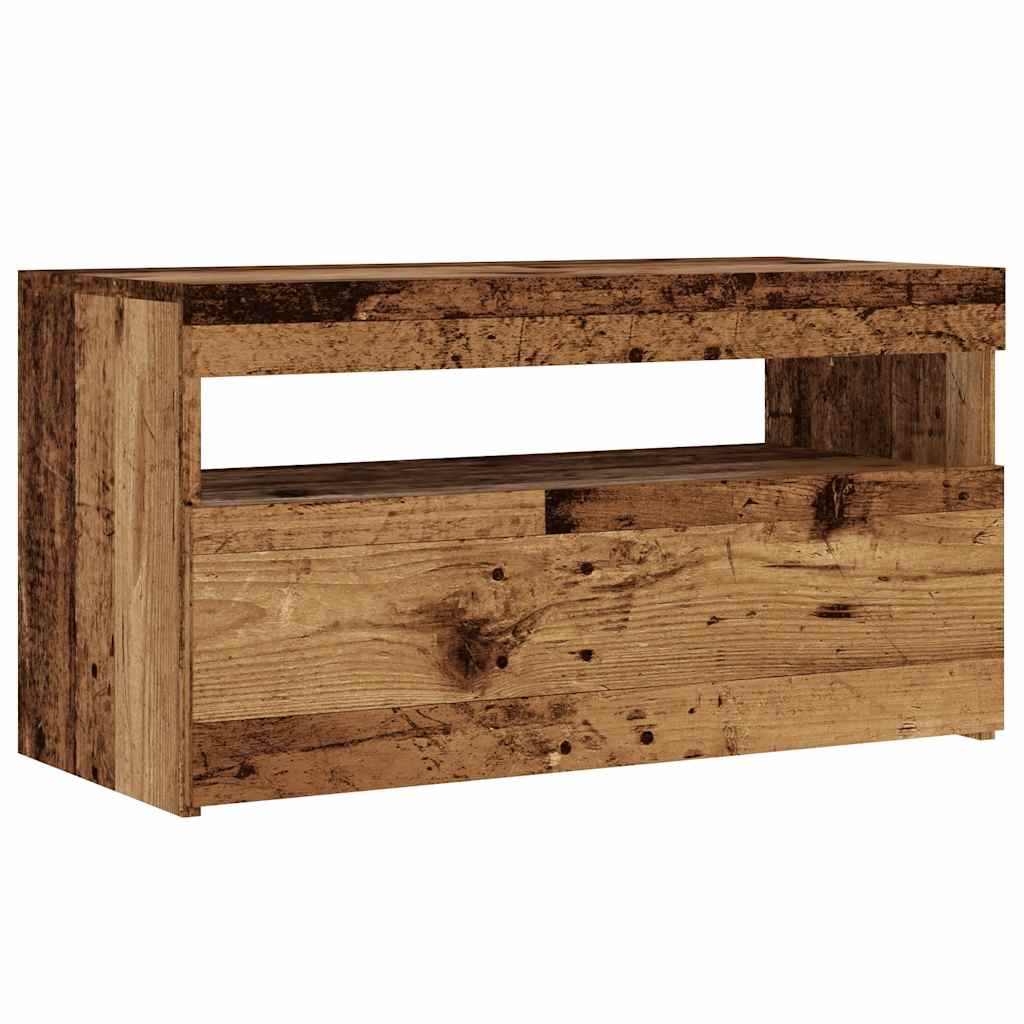 Dulapuri TV cu lumini LED, 2 buc., lemn vechi, lemn prelucrat GartenMobel Dekor