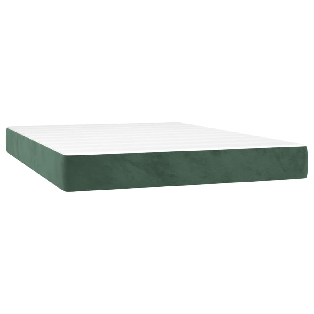 Pat box spring cu saltea, verde închis, 140x190 cm, catifea GartenMobel Dekor