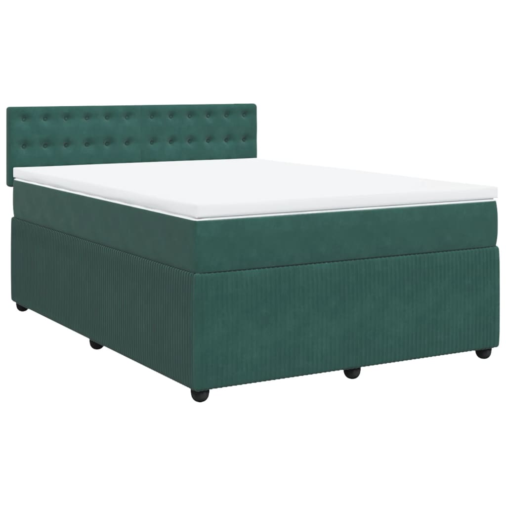 Pat box spring cu saltea, verde închis, 140x190 cm, catifea GartenMobel Dekor