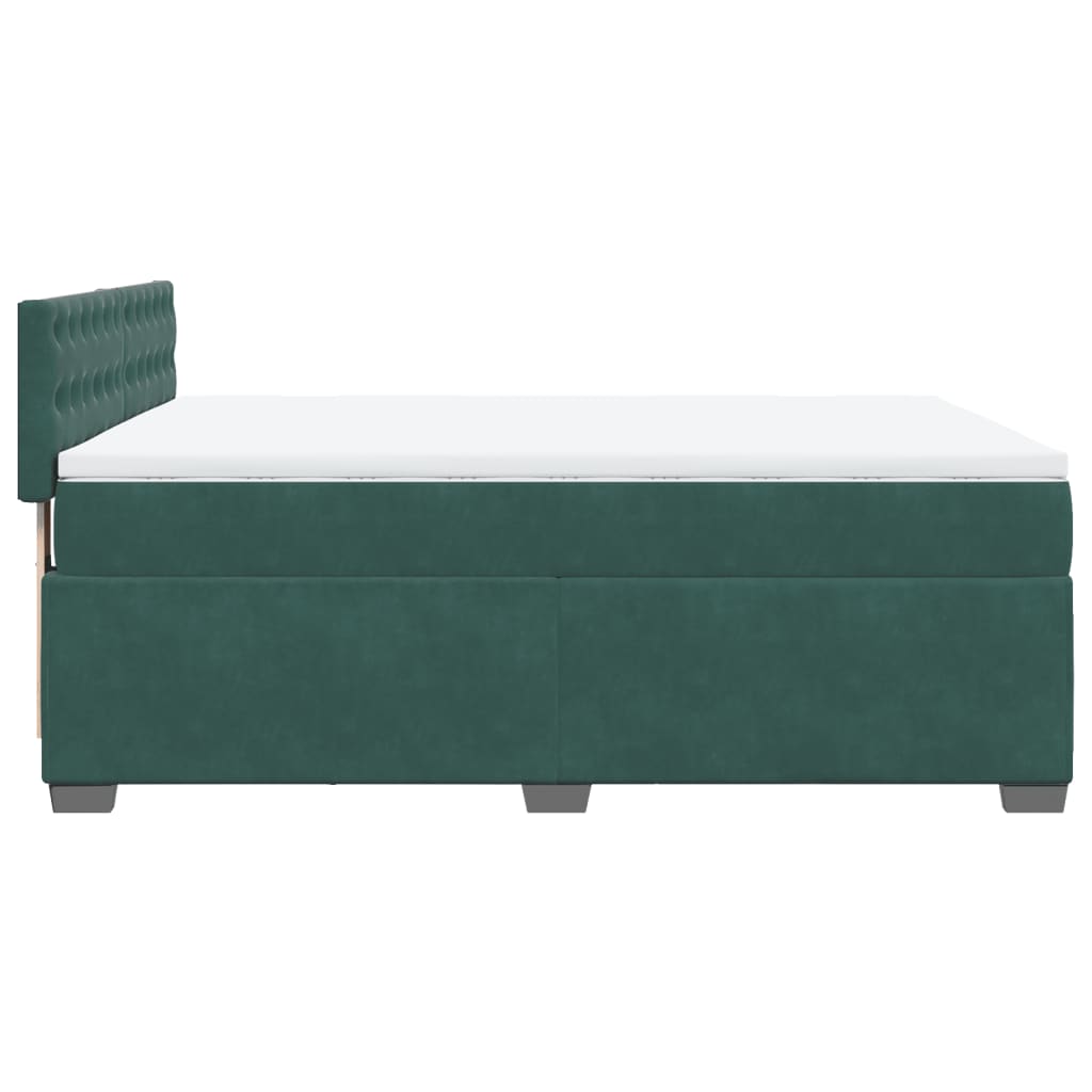 Pat box spring cu saltea, verde închis, 140x190 cm, catifea GartenMobel Dekor