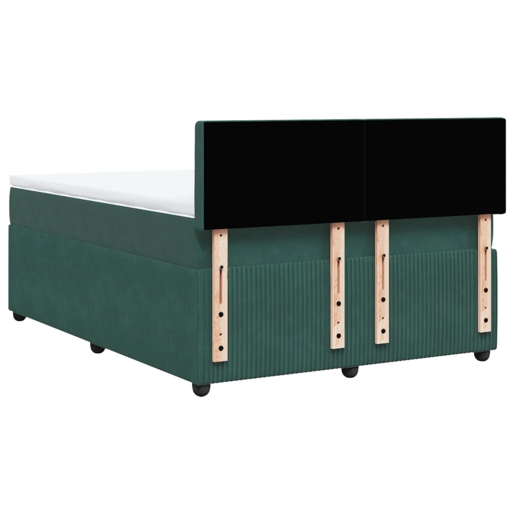 Pat box spring cu saltea, verde închis, 140x190 cm, catifea GartenMobel Dekor