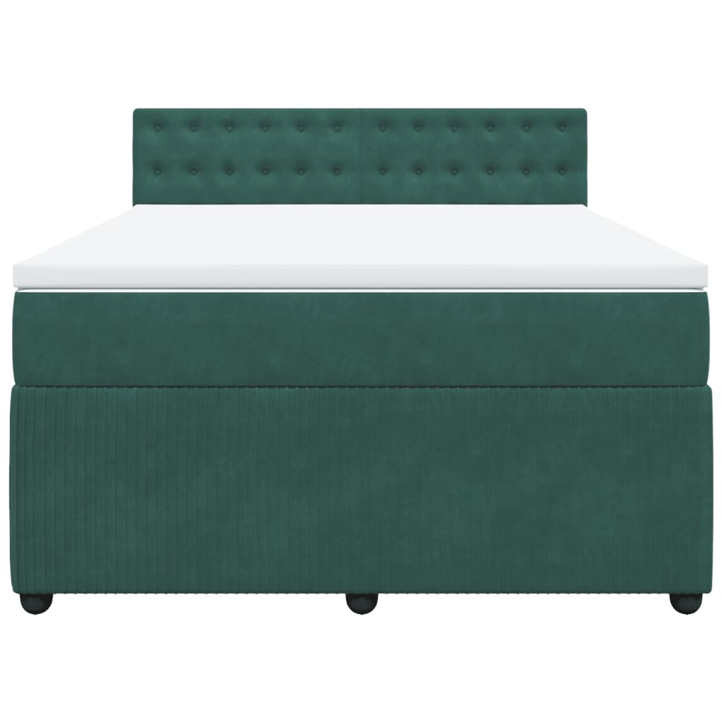 Pat box spring cu saltea, verde închis, 140x190 cm, catifea GartenMobel Dekor