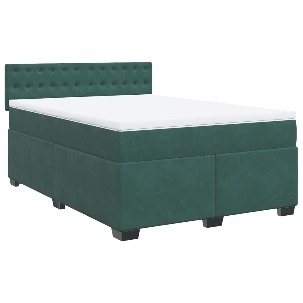 Pat box spring cu saltea, verde închis, 140x190 cm, catifea GartenMobel Dekor