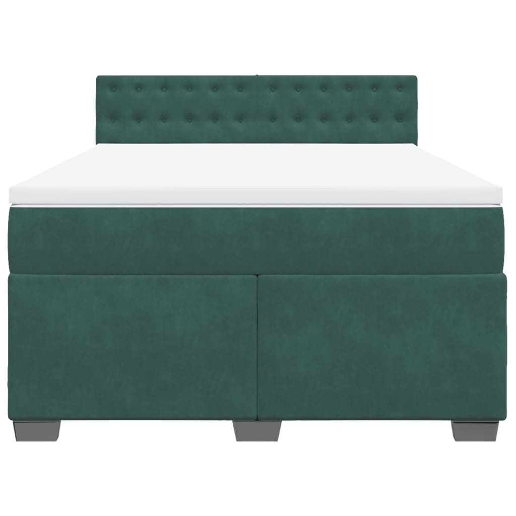 Pat box spring cu saltea, verde închis, 140x190 cm, catifea GartenMobel Dekor