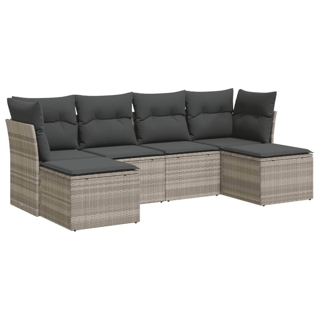 Set canapele de grădină cu perne, 6 piese gri deschis poliratan GartenMobel Dekor