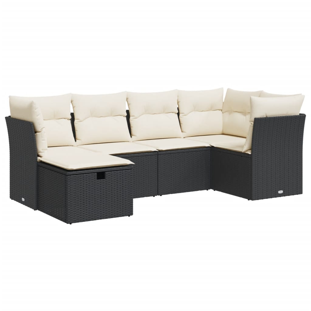 Set mobilier de grădină cu perne, 6 piese, negru, poliratan GartenMobel Dekor