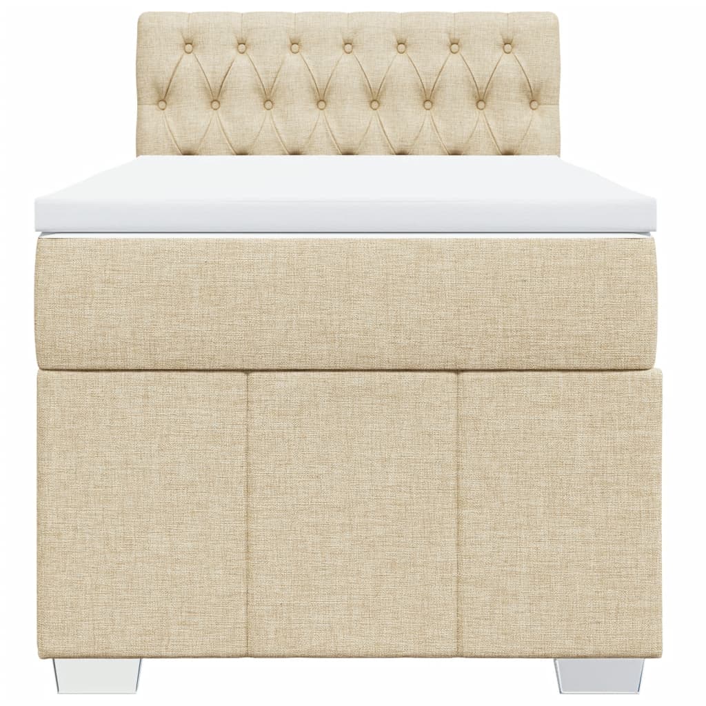 Pat box spring cu saltea, crem, 80x200 cm, textil GartenMobel Dekor