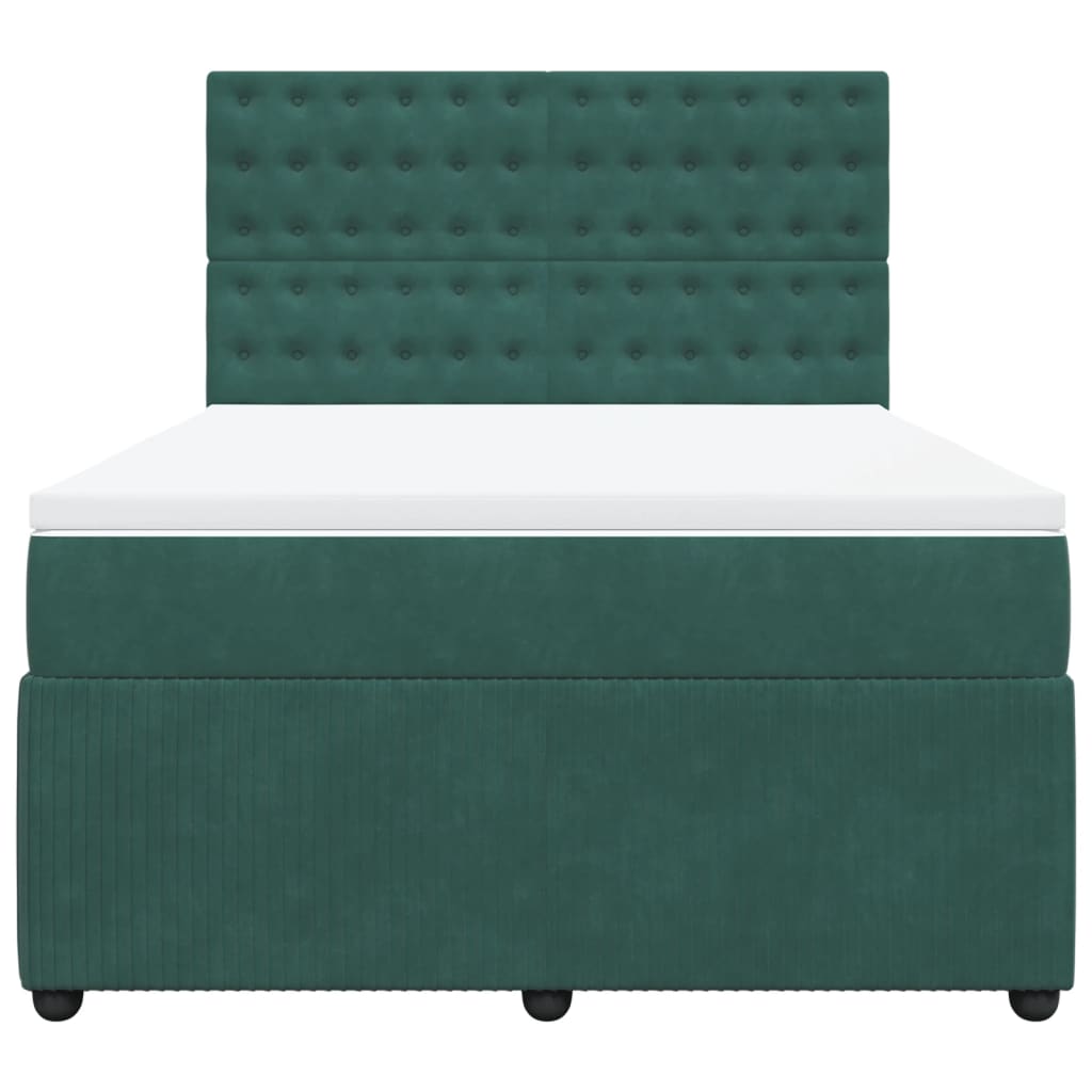 Pat box spring cu saltea, verde închis, 140x190 cm, catifea GartenMobel Dekor