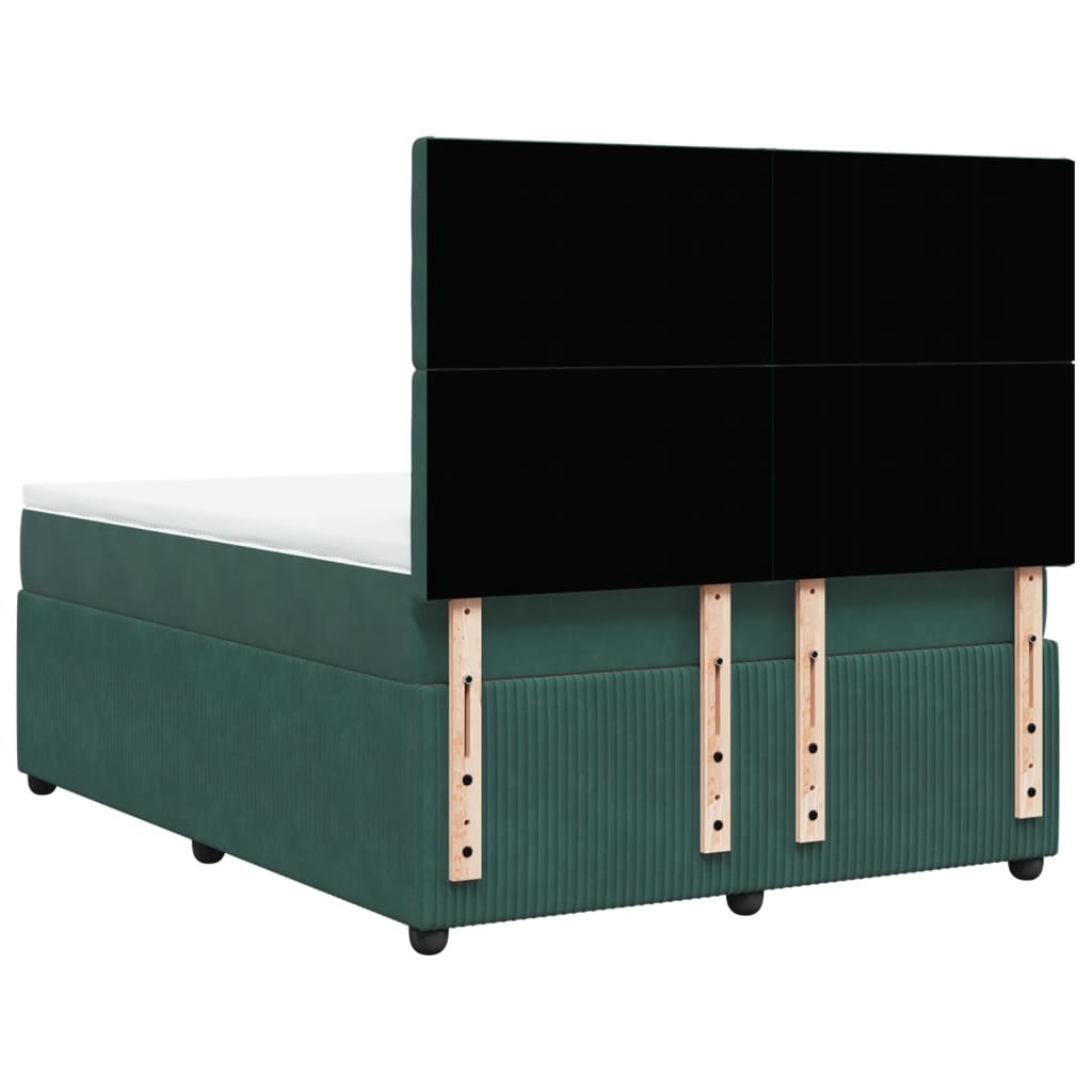 Pat box spring cu saltea, verde închis, 140x190 cm, catifea GartenMobel Dekor