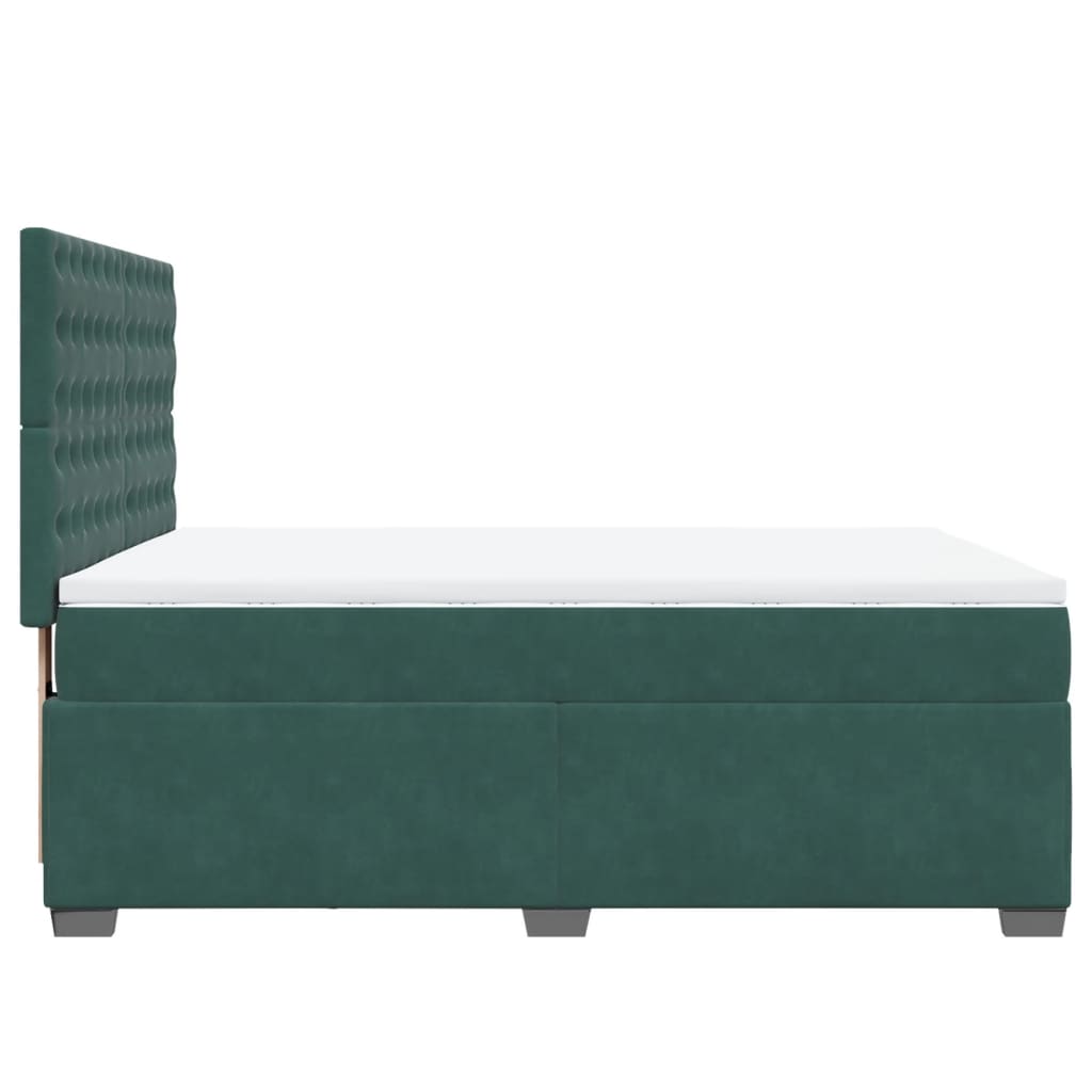 Pat box spring cu saltea, verde închis, 140x200 cm, catifea GartenMobel Dekor