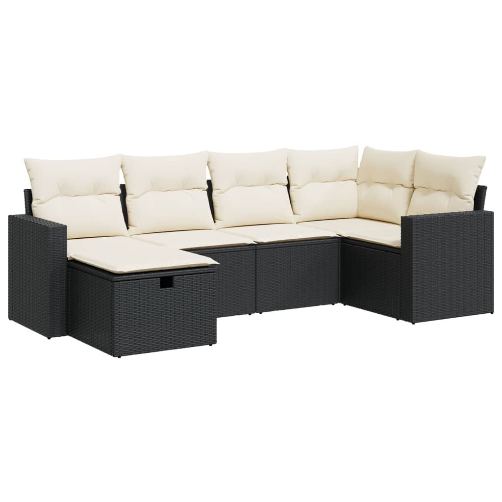 Set mobilier de grădină cu perne, 6 piese, negru, poliratan GartenMobel Dekor