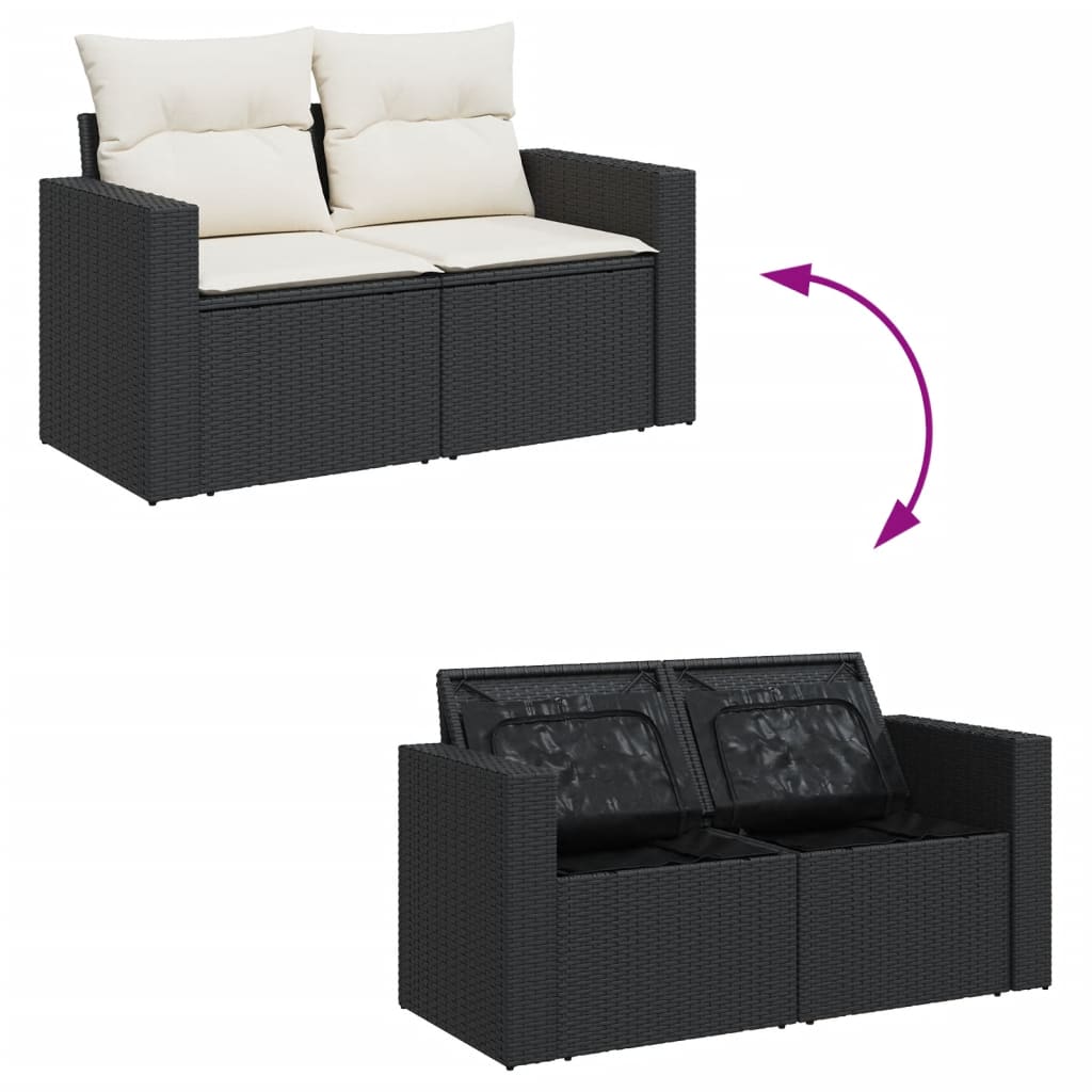 Set canapele de grădină cu perne, 11 piese, negru, poliratan GartenMobel Dekor
