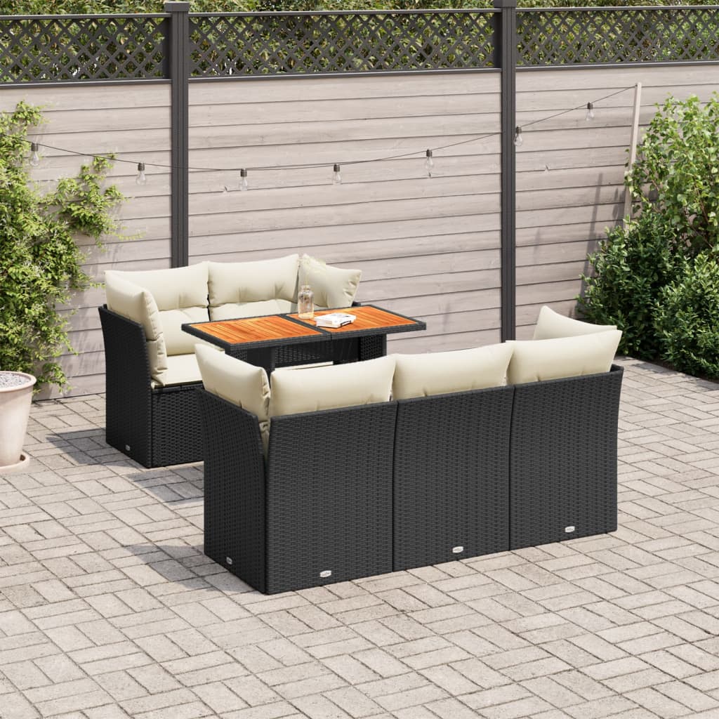Set mobilier de grădină cu perne, 6 piese, negru, poliratan GartenMobel Dekor