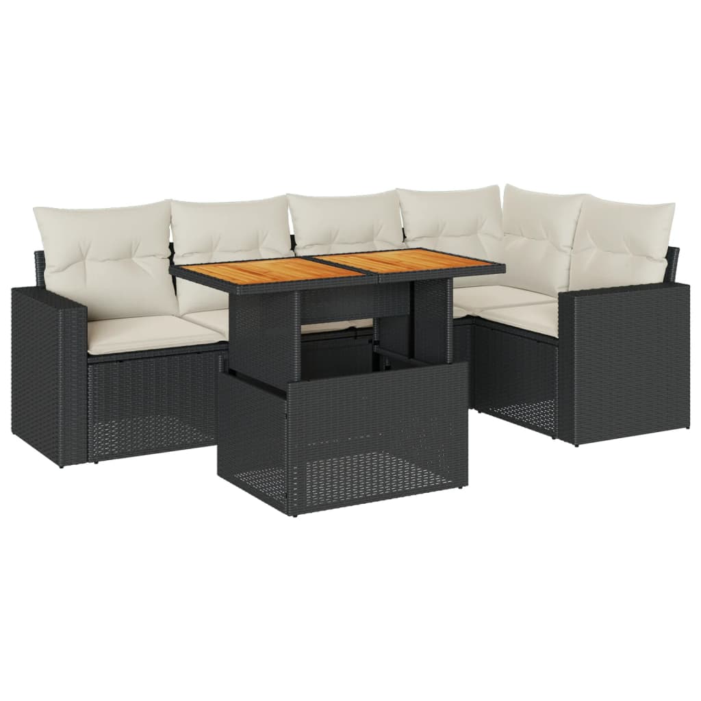 Set mobilier de grădină cu perne, 6 piese, negru, poliratan GartenMobel Dekor