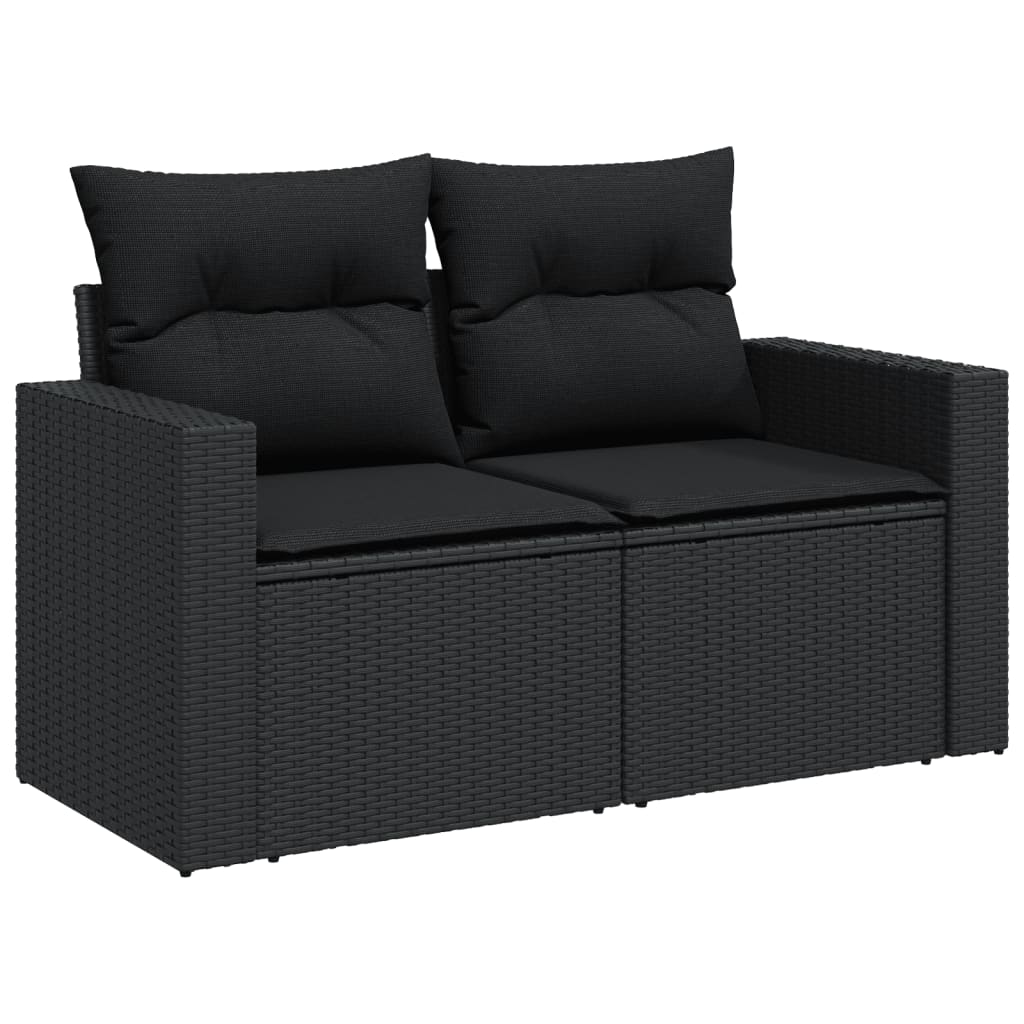 Set mobilier de grădină cu perne, 8 piese, negru, poliratan GartenMobel Dekor