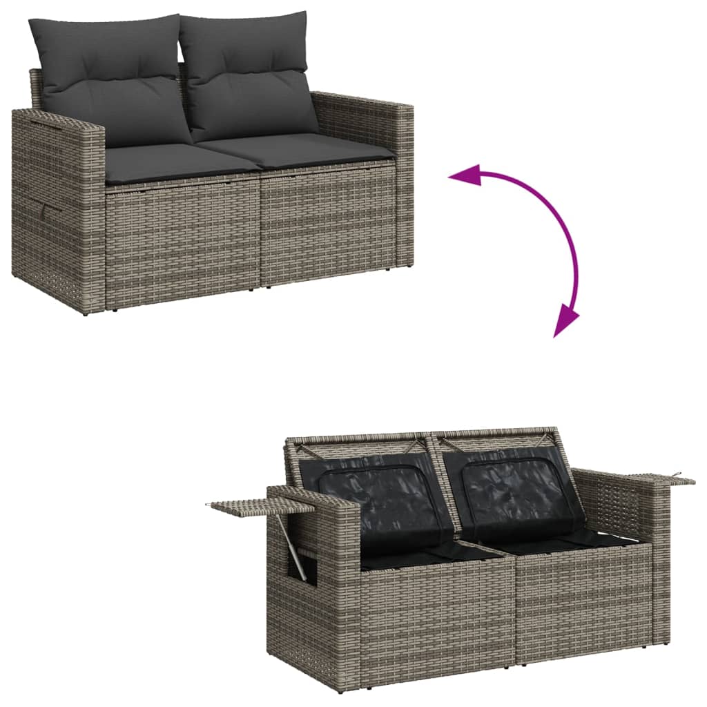 Set mobilier grădină cu perne, 6 piese, gri, poliratan GartenMobel Dekor