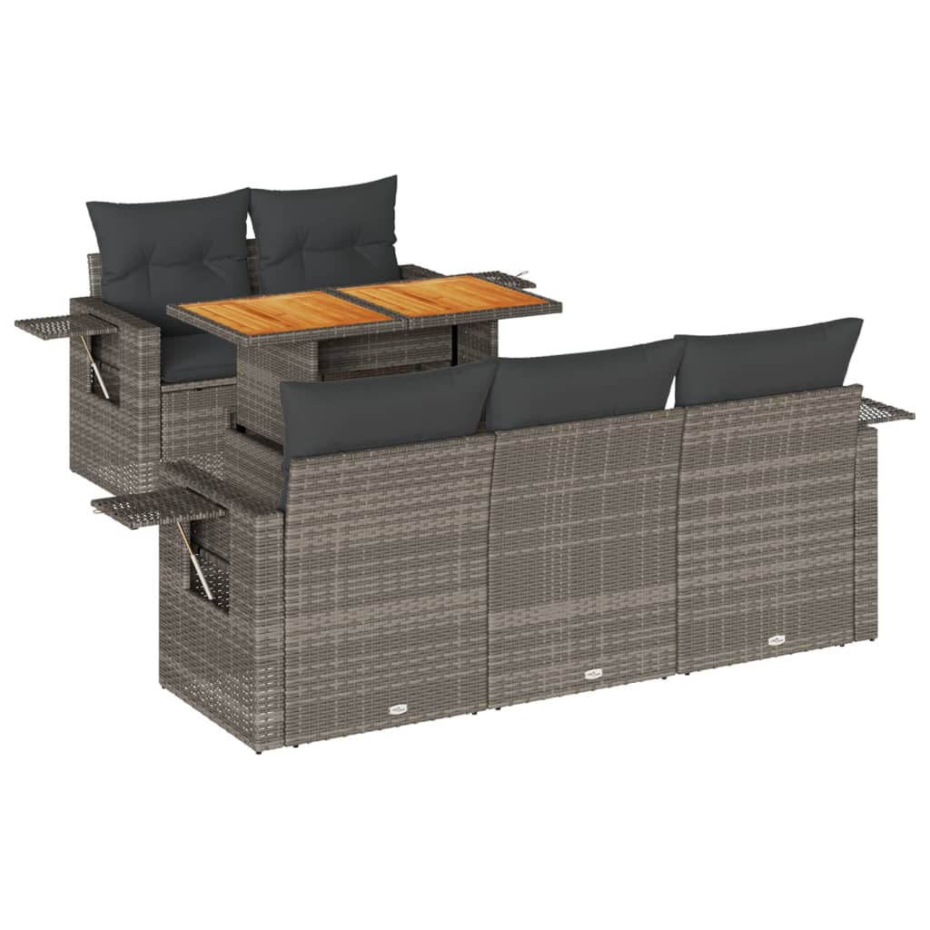 Set mobilier grădină cu perne, 6 piese, gri, poliratan GartenMobel Dekor