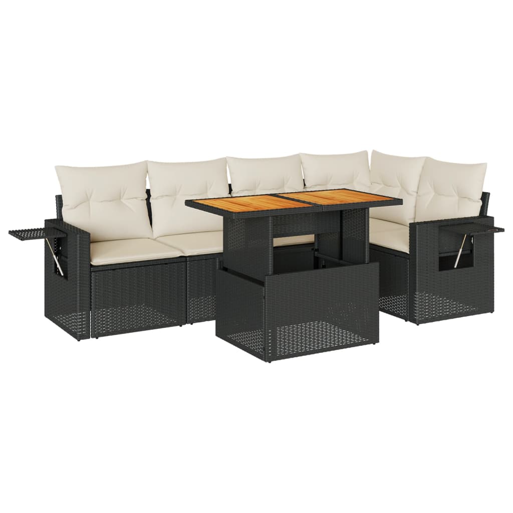 Set mobilier de grădină cu perne, 6 piese, negru, poliratan GartenMobel Dekor