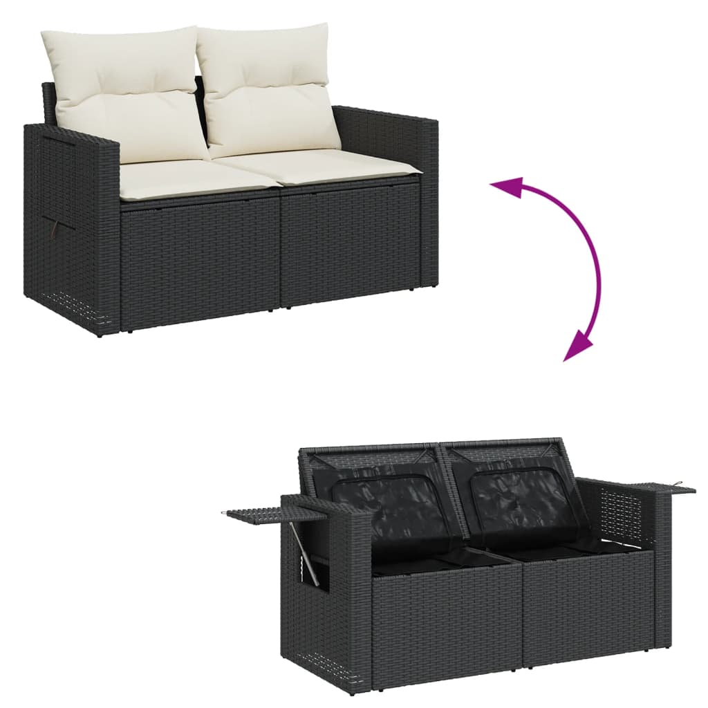 Set mobilier de grădină cu perne, 6 piese, negru, poliratan GartenMobel Dekor