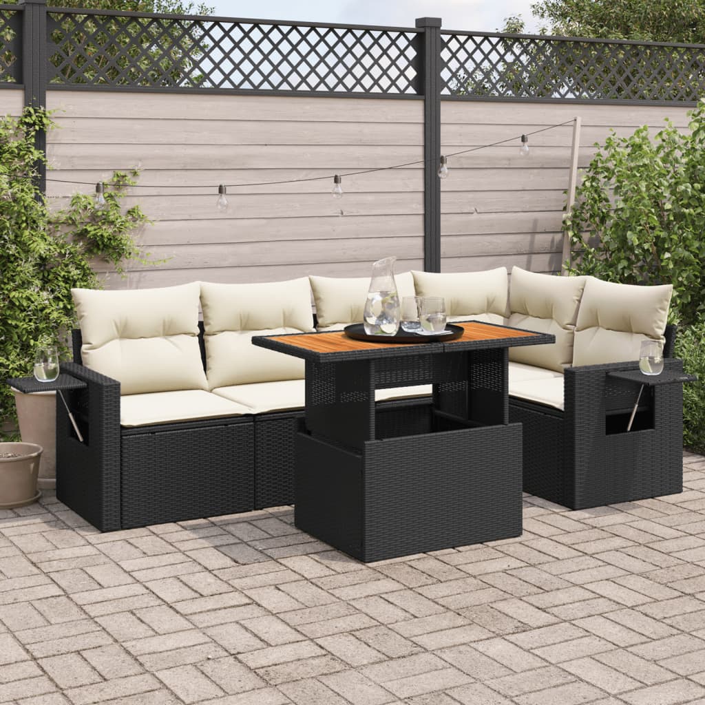 Set mobilier de grădină cu perne, 6 piese, negru, poliratan GartenMobel Dekor