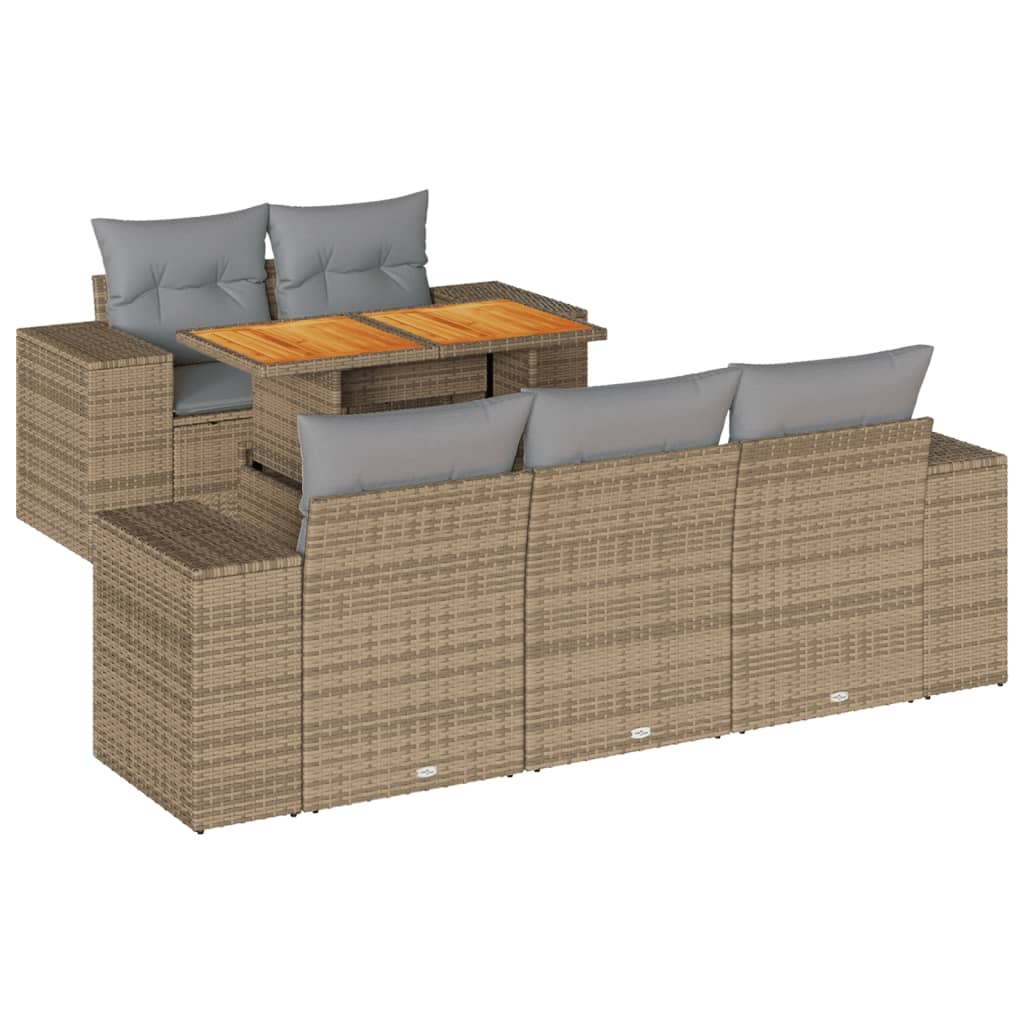 Set canapele de grădină cu perne, 6 piese, bej, poliratan GartenMobel Dekor