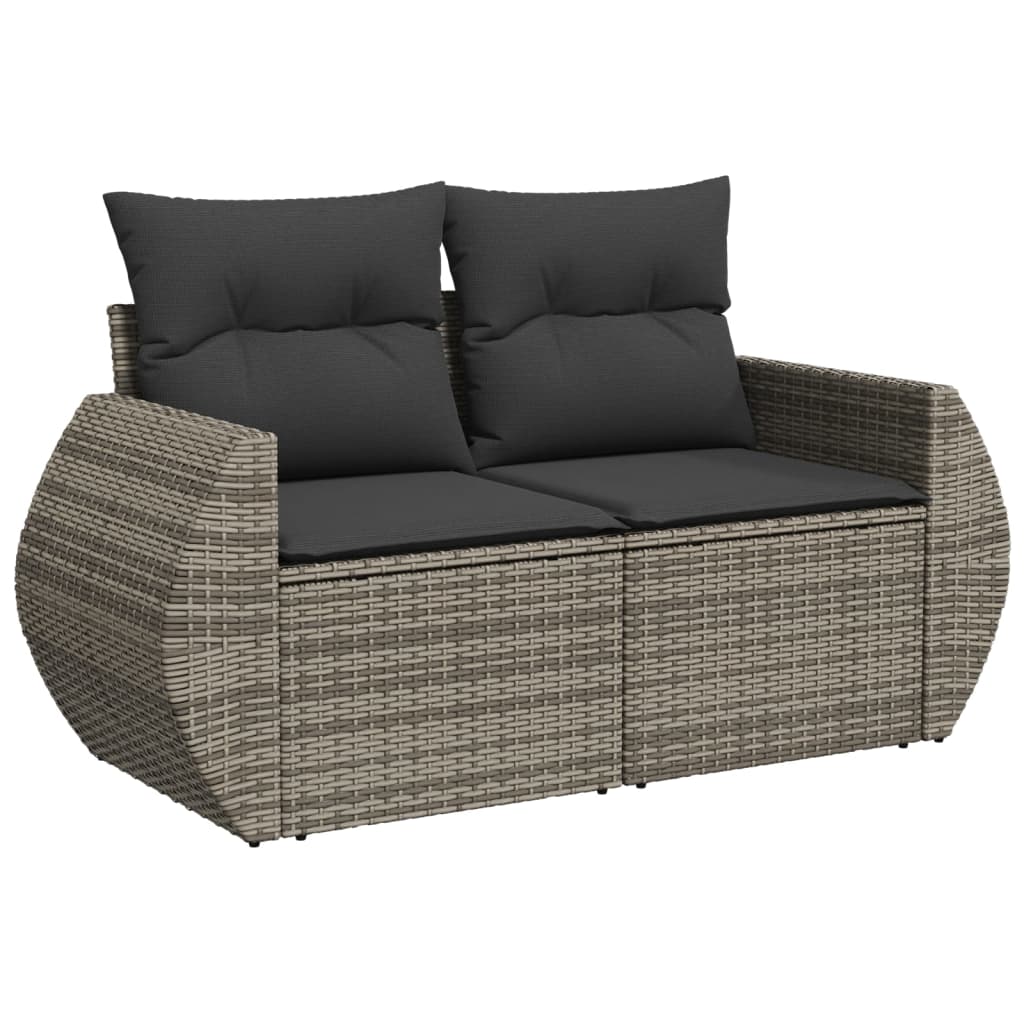 Set mobilier de grădină cu perne, 10 piese, gri, poliratan GartenMobel Dekor