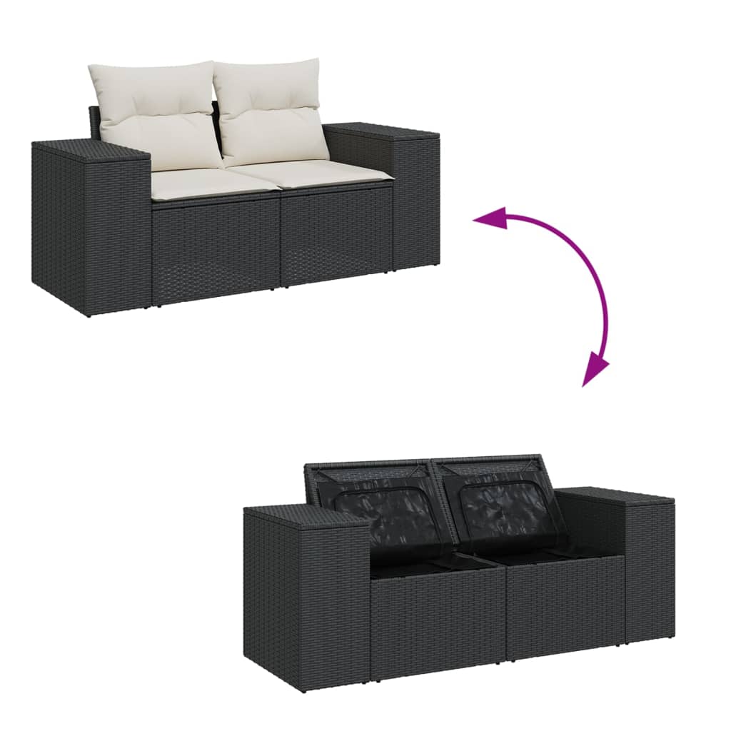 Set mobilier de grădină cu perne, 5 piese, negru, poliratan GartenMobel Dekor
