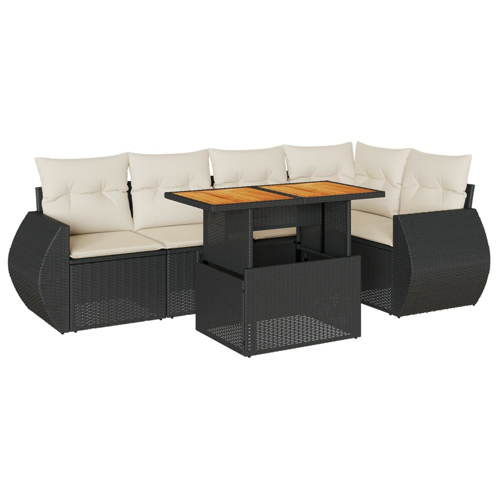 Set mobilier de grădină cu perne, 6 piese, negru, poliratan GartenMobel Dekor