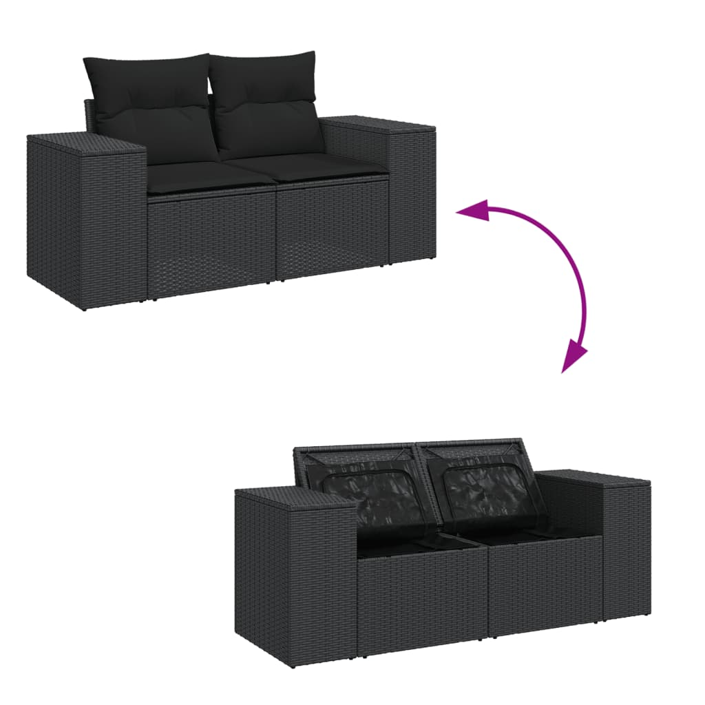 Set mobilier de grădină cu perne, 6 piese, negru, poliratan GartenMobel Dekor