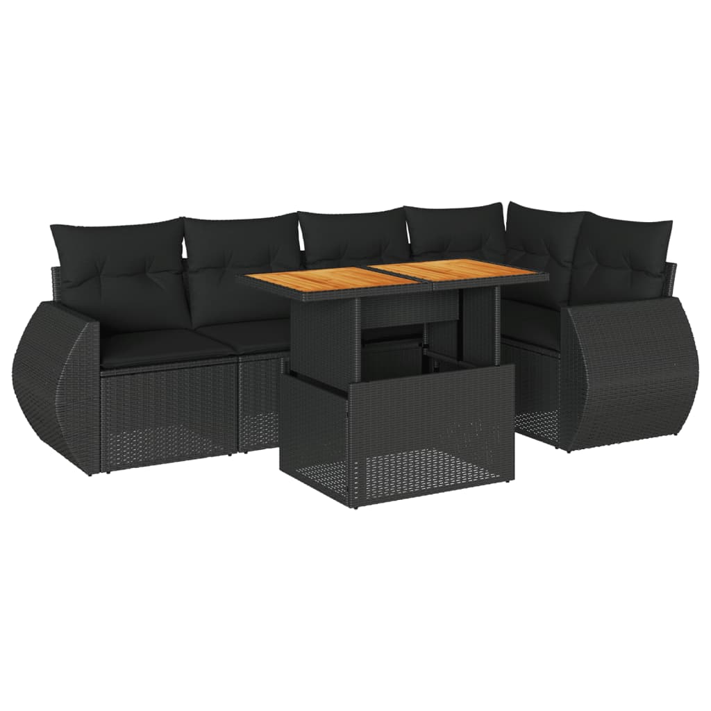 Set mobilier de grădină cu perne, 6 piese, negru, poliratan GartenMobel Dekor