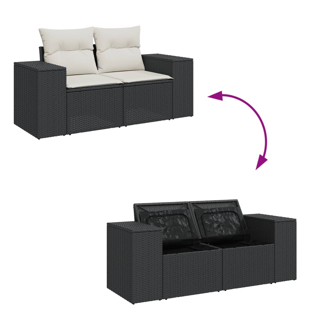 Set mobilier de grădină cu perne, 6 piese, negru, poliratan GartenMobel Dekor