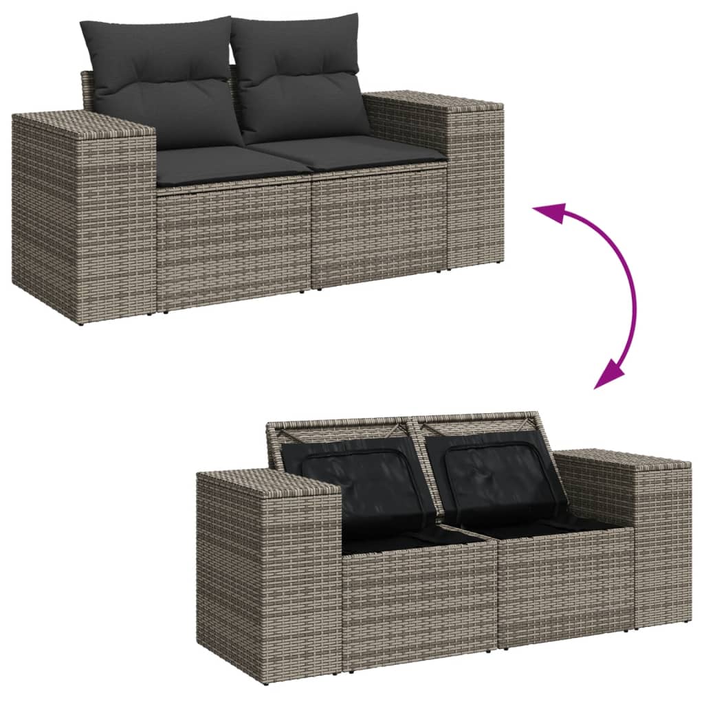 Set mobilier grădină cu perne, 6 piese, gri, poliratan GartenMobel Dekor