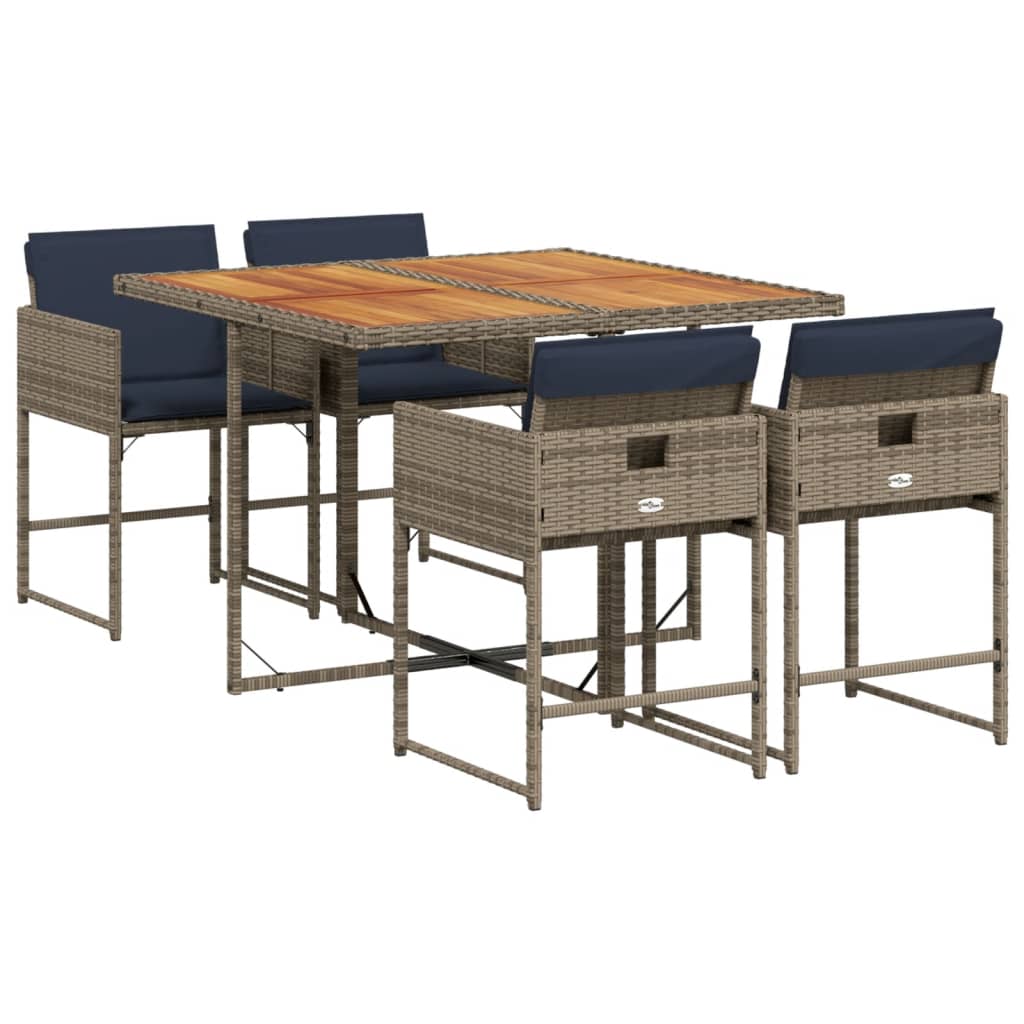 Set mobilier de grădină cu perne, 5 piese, gri, poliratan GartenMobel Dekor