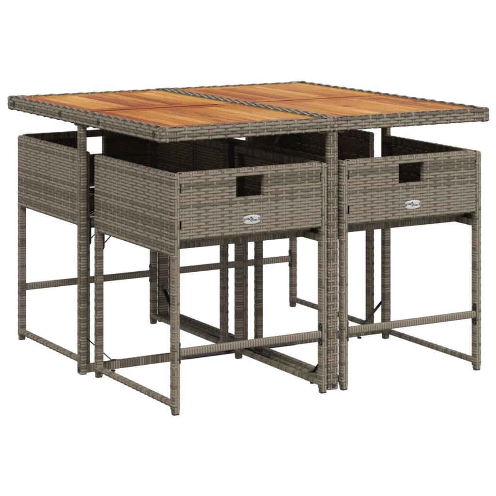 Set mobilier de grădină cu perne, 5 piese, gri, poliratan GartenMobel Dekor