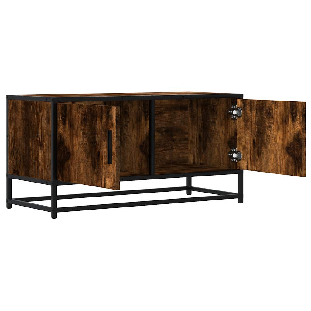 Dulap TV stejar fumuriu, 80x34,5x40 cm, lemn prelucrat și metal GartenMobel Dekor
