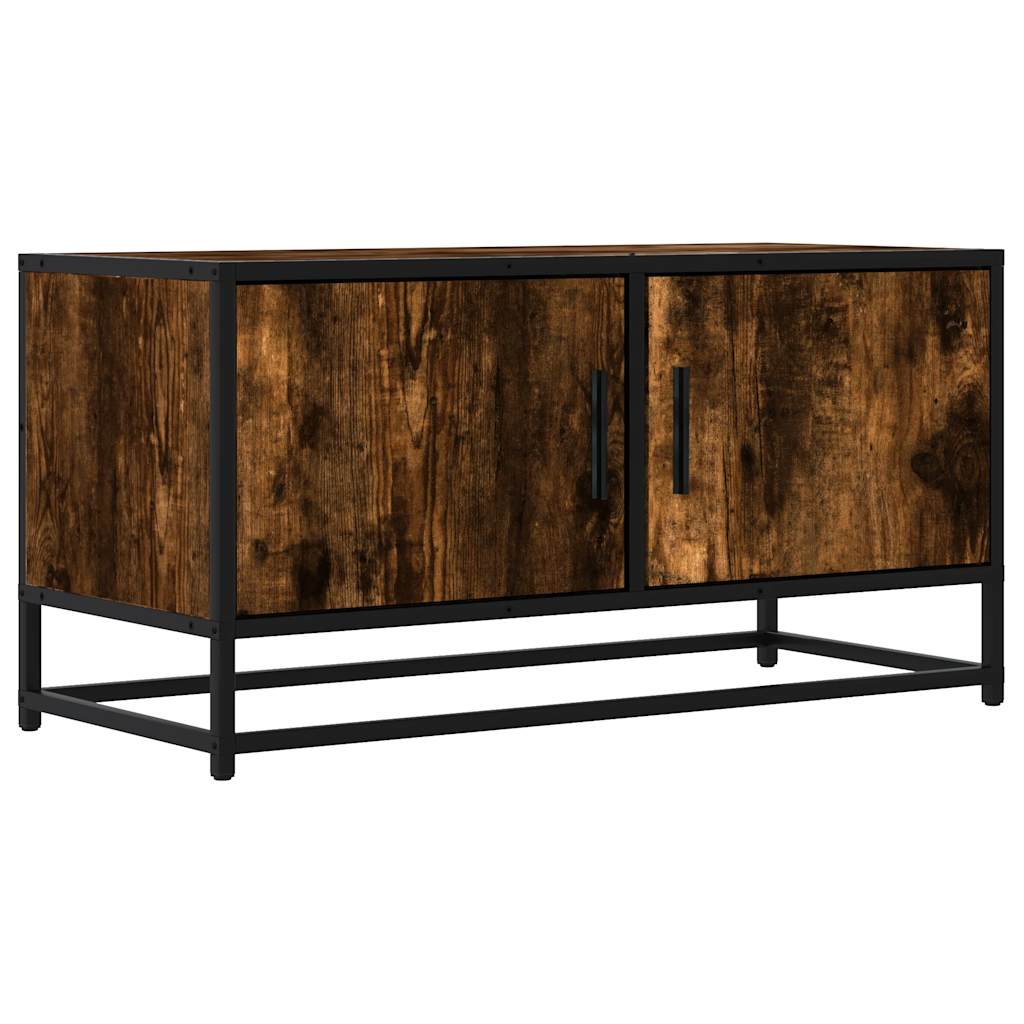 Dulap TV stejar fumuriu, 80x34,5x40 cm, lemn prelucrat și metal GartenMobel Dekor