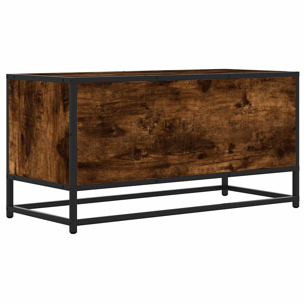 Dulap TV stejar fumuriu, 80x34,5x40 cm, lemn prelucrat și metal GartenMobel Dekor