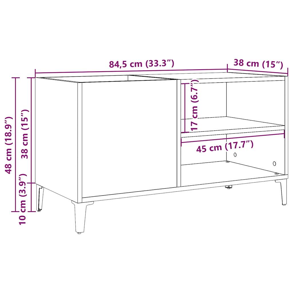 Dulap pentru discuri, lemn vechi, 84,5x38x48 cm, lemn prelucrat GartenMobel Dekor