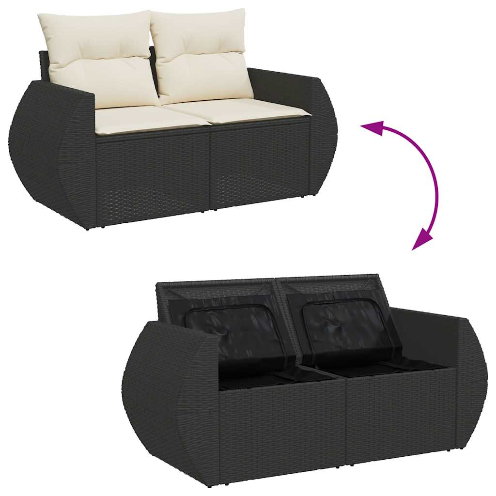 Set mobilier de grădină cu perne, 6 piese, negru, poliratan GartenMobel Dekor