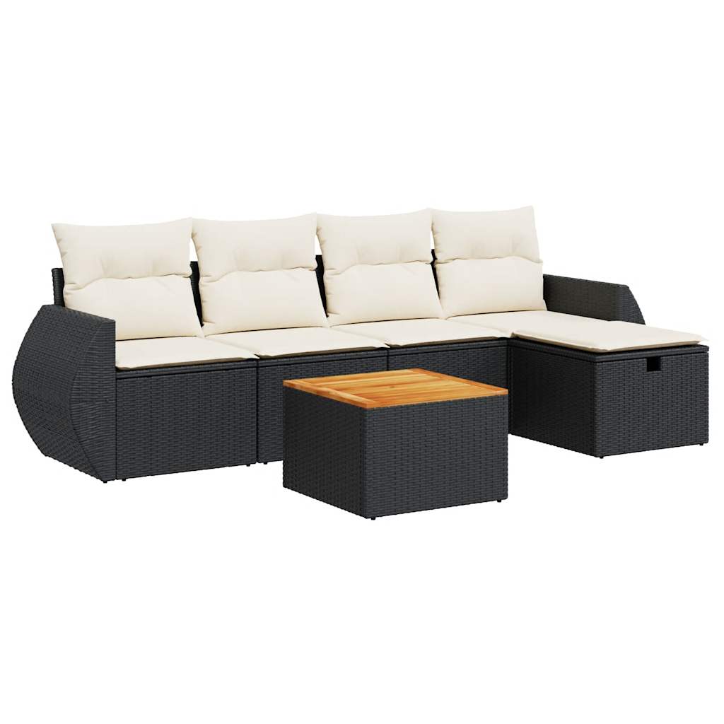 Set mobilier de grădină cu perne, 6 piese, negru, poliratan GartenMobel Dekor