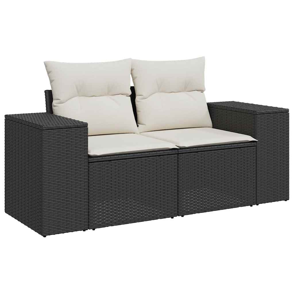 Set mobilier de grădină cu perne, 9 piese, negru, poliratan GartenMobel Dekor