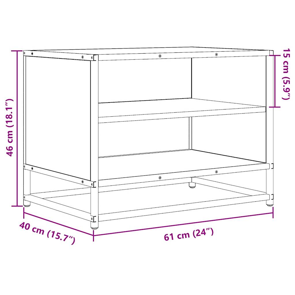 Comodă TV, stejar sonoma, 61x40x46 cm, lemn prelucrat și metal GartenMobel Dekor