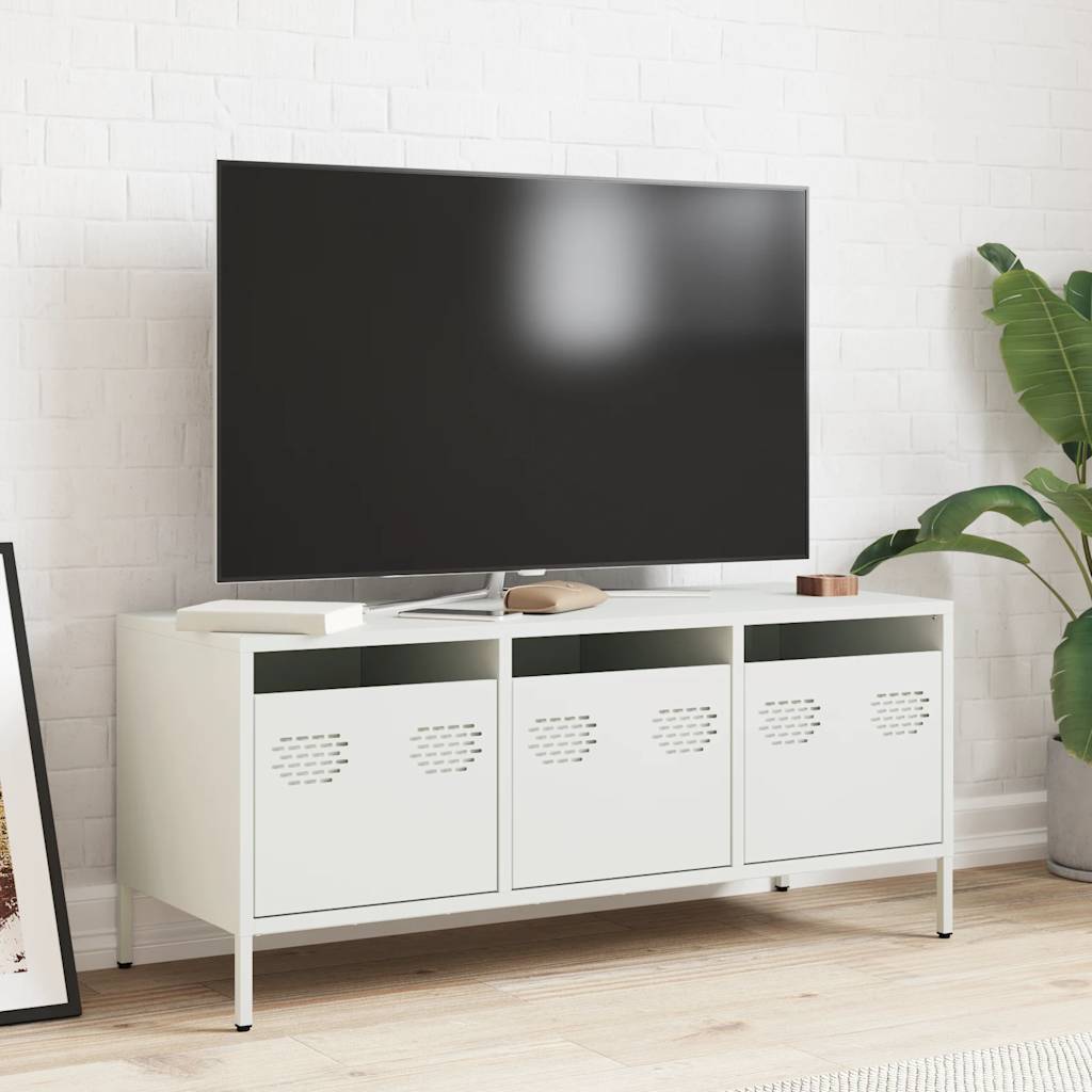 Dulap TV, alb, 101,5x39x43,5 cm, oțel laminat la rece GartenMobel Dekor
