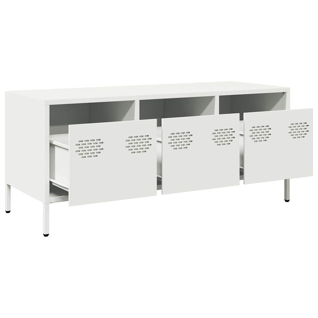 Dulap TV, alb, 101,5x39x43,5 cm, oțel laminat la rece GartenMobel Dekor