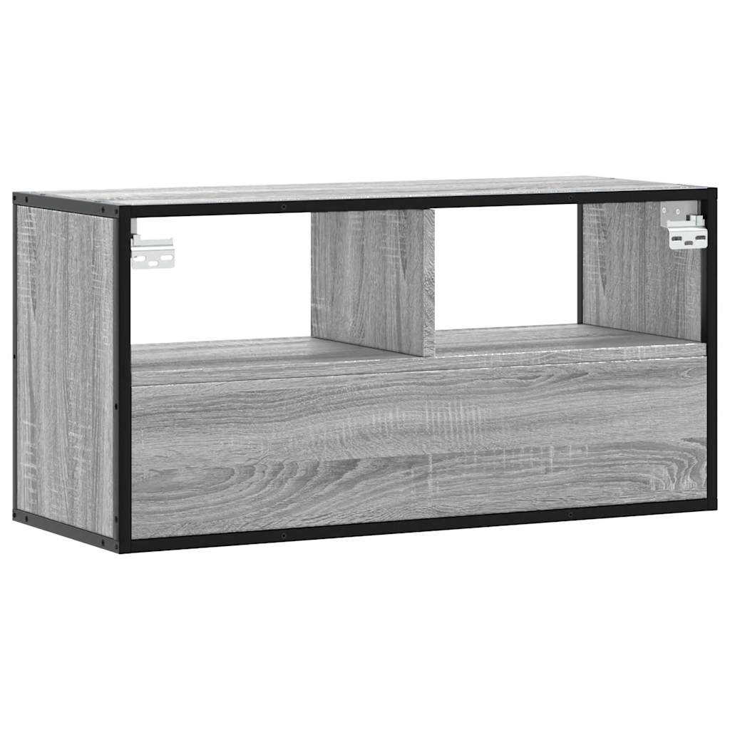 Dulap TV, gri sonoma, 80x31x39,5 cm, lemn prelucrat și metal GartenMobel Dekor