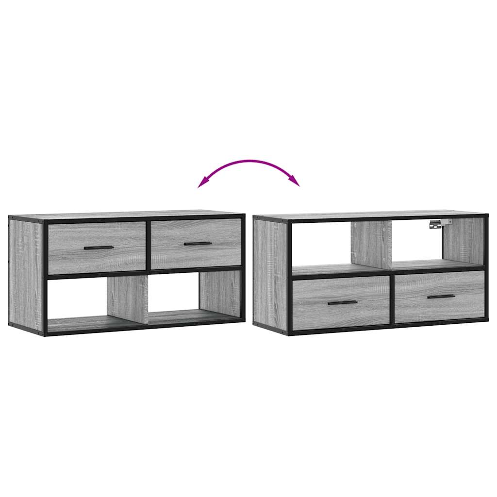 Dulap TV, gri sonoma, 80x31x39,5 cm, lemn prelucrat și metal GartenMobel Dekor
