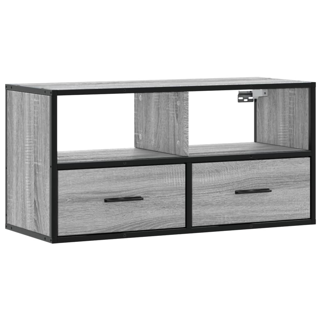 Dulap TV, gri sonoma, 80x31x39,5 cm, lemn prelucrat și metal GartenMobel Dekor