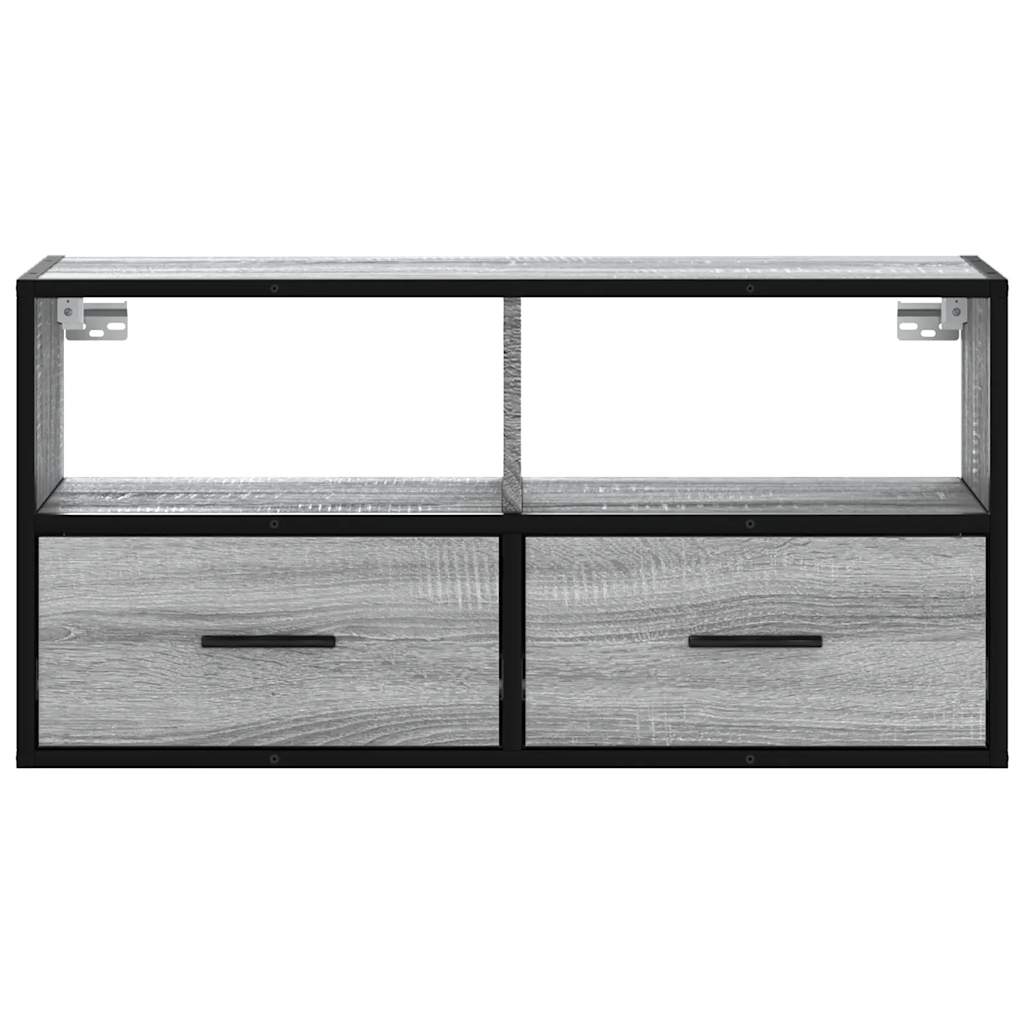 Dulap TV, gri sonoma, 80x31x39,5 cm, lemn prelucrat și metal GartenMobel Dekor